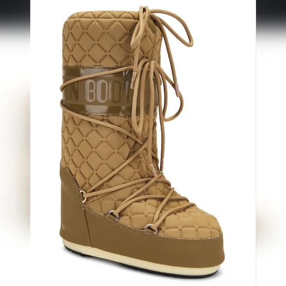 Moon Boot Tall Icon Quilt Boot Caramel Moon Boot Quilted Snow Boot - Picture 1 of 17
